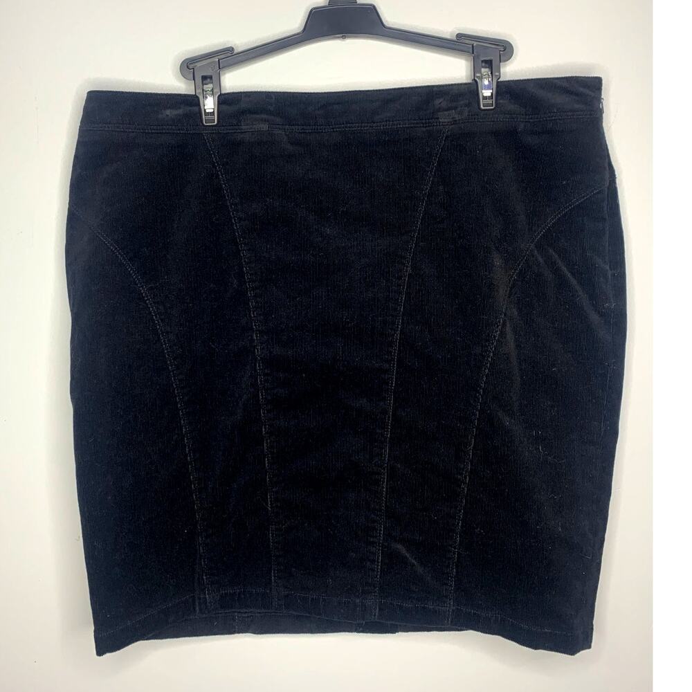 Lane Bryant Corduroy Women's 16 Black Mini Skirt Side Zip New